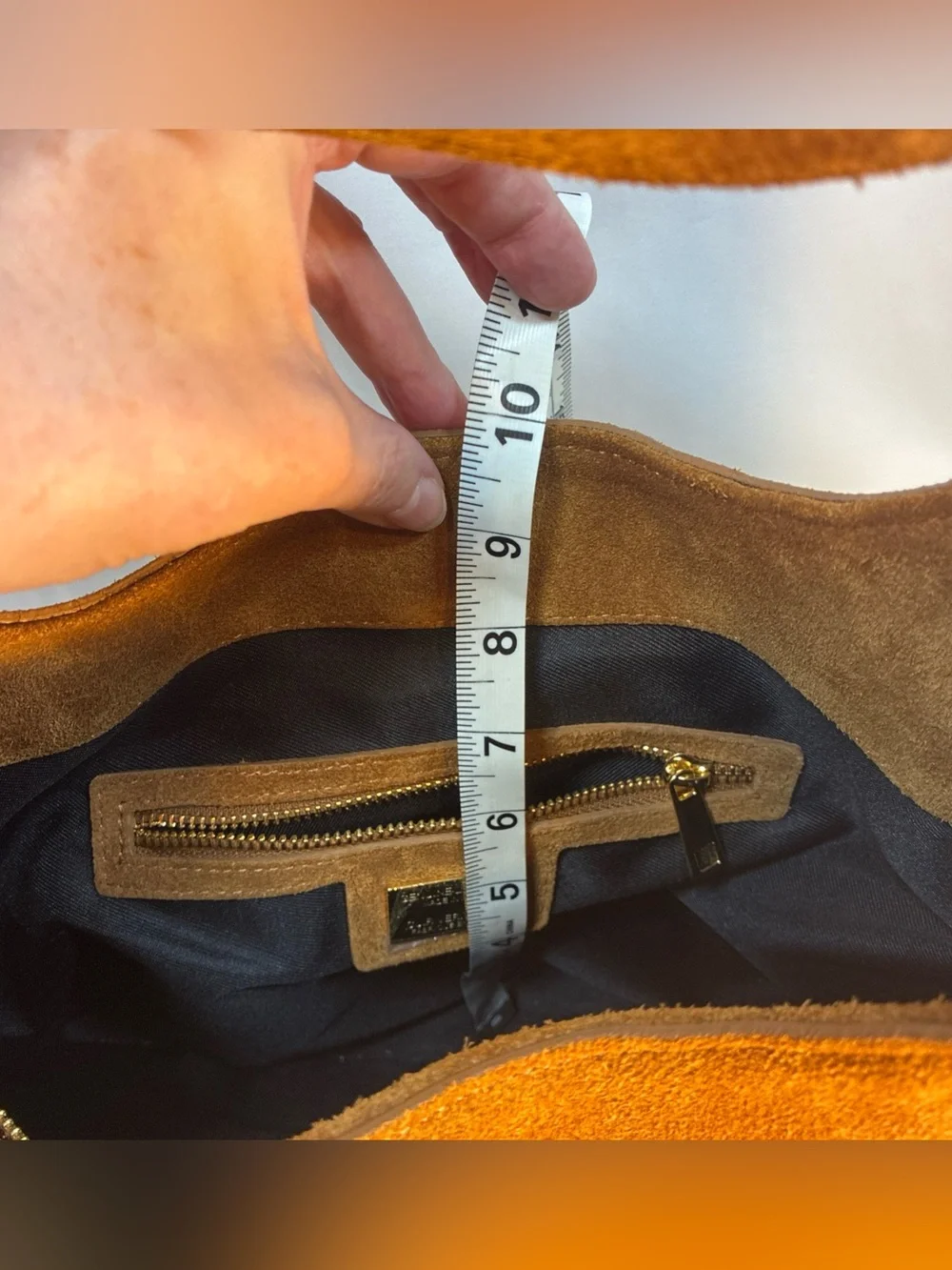 Italian Genuine Suede Leather Hobo Bag Tan Camel Shoulder Crossbody Handbag